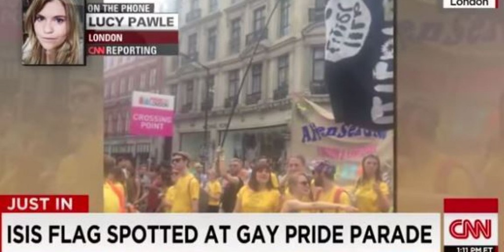 Un frammento della diretta della Cnn sul Gay Pride londinese