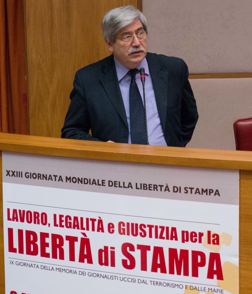 Giuseppe Soluri ieri a Reggio Calabria alla Giornata mondiale della libertà di stampa (Foto Giornalisti Italia)